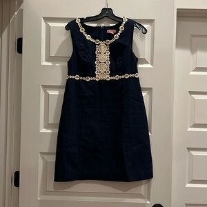 Lilly Pulitzer navy and gold dress